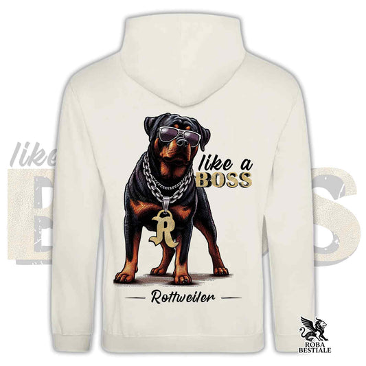 Felpa LIKE A BOSS - ROTTWEILER - Con Cappuccio e Tasconi, Unisex, in tanti colori - dalla XS alla 3XL