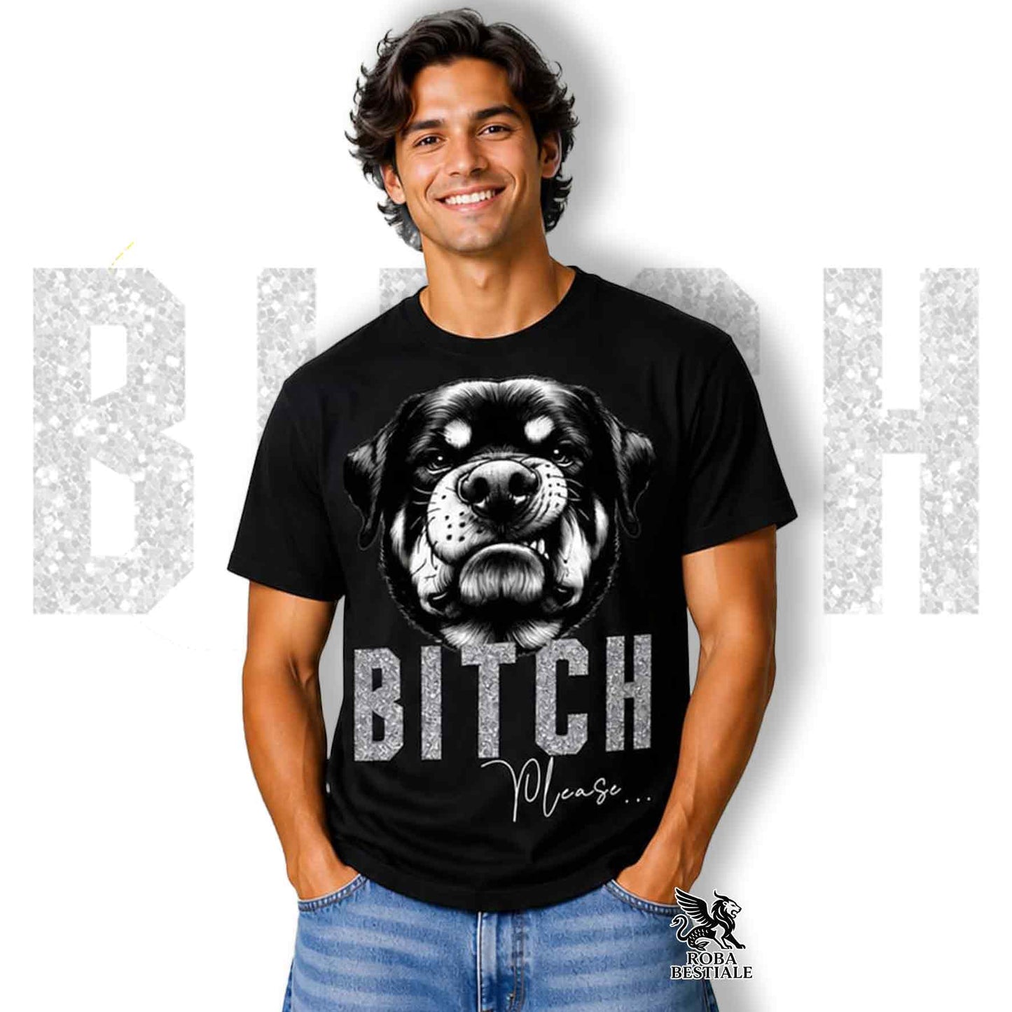 T-shirt BI**H, PLEASE - ROTTWEILER - Bianca, Nera o Beige, da Uomo o da Donna - dalla XS alla 5XL