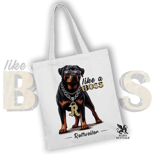 Tote Bag LIKE A BOSS - ROTTWEILER - 100% Cotone - Manici lunghi - Disponibile in diversi colori