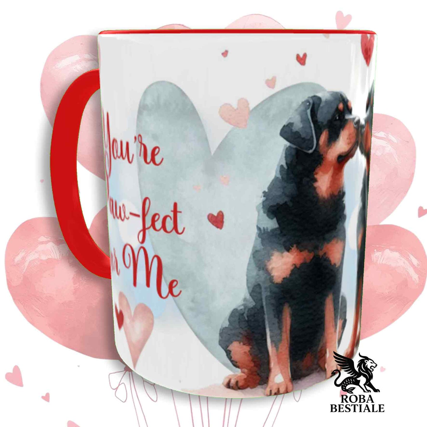 LOVE ME Mug - ROTTWEILER - Ceramic, with Red details - 330 ml