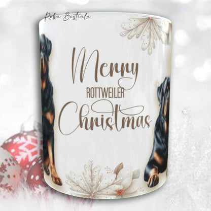 Tazza COZY WINTER - ROTTWEILER - In Ceramica, con manico color Oro - 330 ml