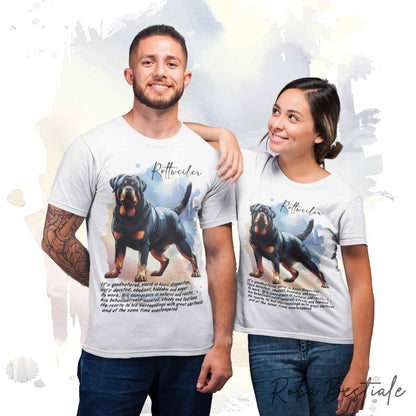 T-Shirt BEHAVIOR - ROTTWEILER  - Standard FCI - 100% Cotone, Bianca, Uomo o Donna - dalla XS alla 5XL