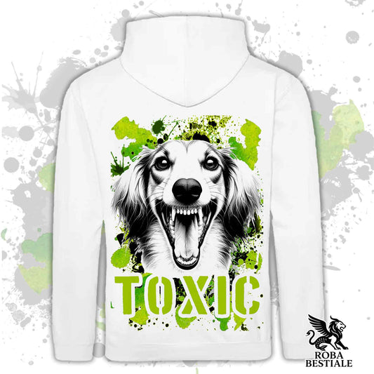 Felpa TOXIC - SALUKI - Con Cappuccio e Tasconi, Unisex, in tanti colori - dalla XS alla 5XL