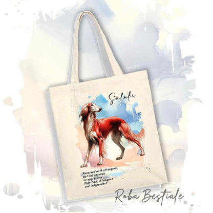 Shopper BEHAVIOR - SALUKI Rosso - Standard FCI - Diversi colori disponibili, 100% Cotone