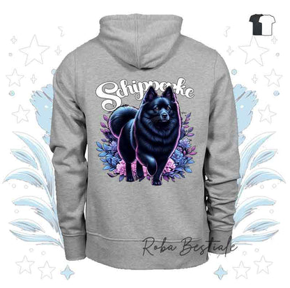 Felpa Invernale BLOSSOM BEAUTY - SCHIPPERKE - Con Cappuccio, Unisex - Nera o Grigia - dalla XS alla 3XL