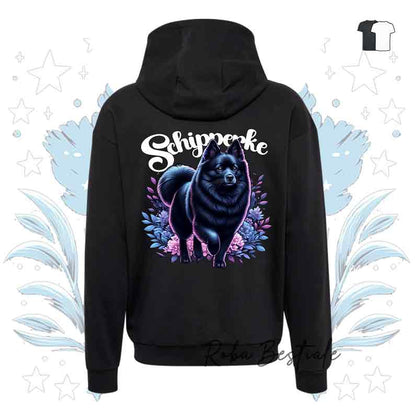 Felpa Invernale BLOSSOM BEAUTY - SCHIPPERKE - Con Cappuccio, Unisex - Nera o Grigia - dalla XS alla 3XL