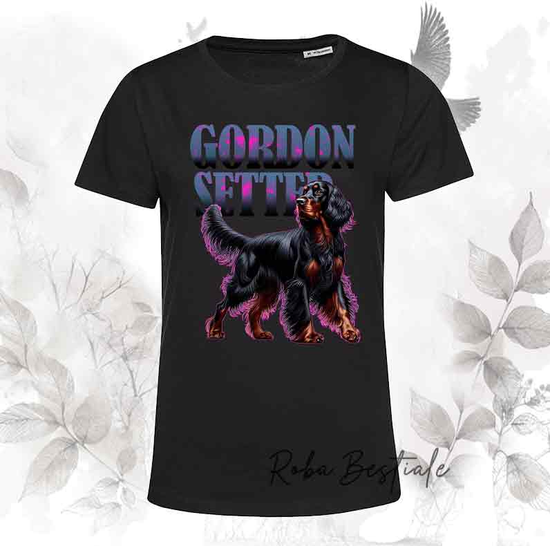 T-Shirt WILD HUNTERS - SETTER GORDON - Nera con scritta in colore a scelta - dalla XS alla 5XL