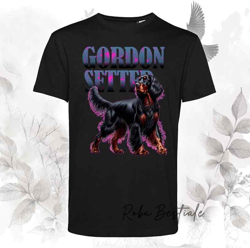 T-Shirt WILD HUNTERS - SETTER GORDON - Nera con scritta in colore a scelta - dalla XS alla 5XL