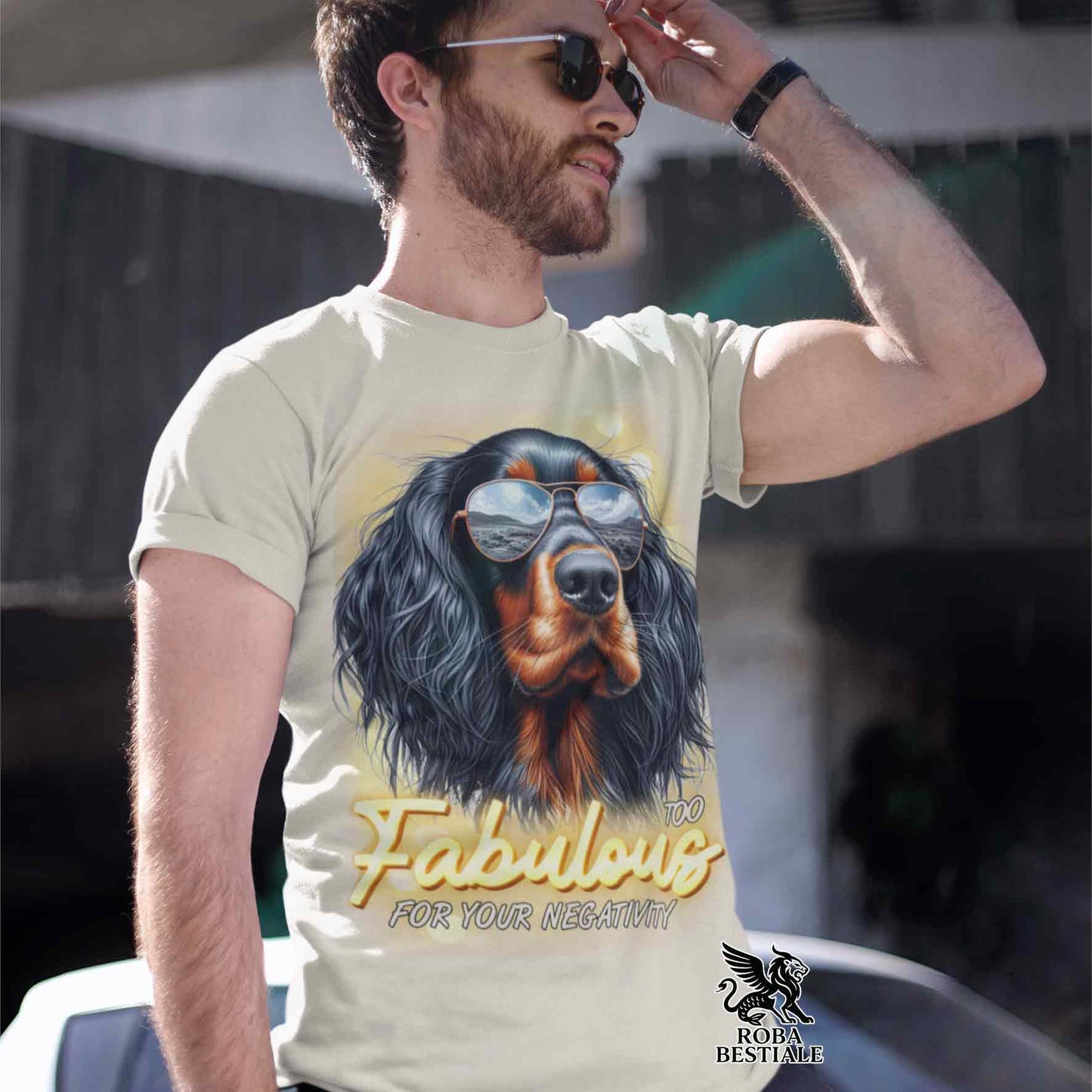 T-Shirt TOO FABULOUS - SETTER GORDON - Bianca o Beige, da Uomo o da Donna - dalla XS alla 5XL