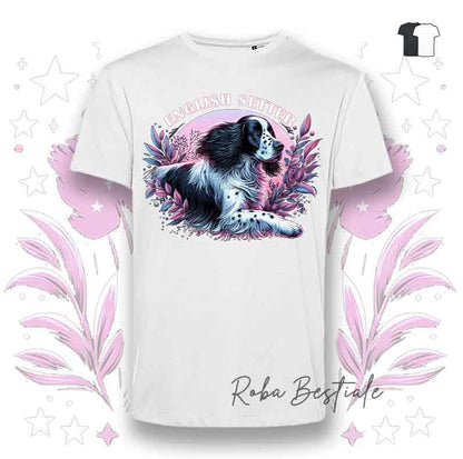 T-Shirt BLOSSOM BEAUTY - SETTER INGLESE - Bianca o Nera - dalla XS alla 5XL
