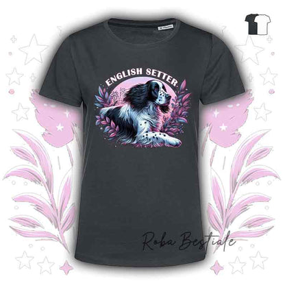 T-Shirt BLOSSOM BEAUTY - SETTER INGLESE - Bianca o Nera - dalla XS alla 5XL