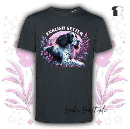 T-Shirt BLOSSOM BEAUTY - SETTER INGLESE - Bianca o Nera - dalla XS alla 5XL
