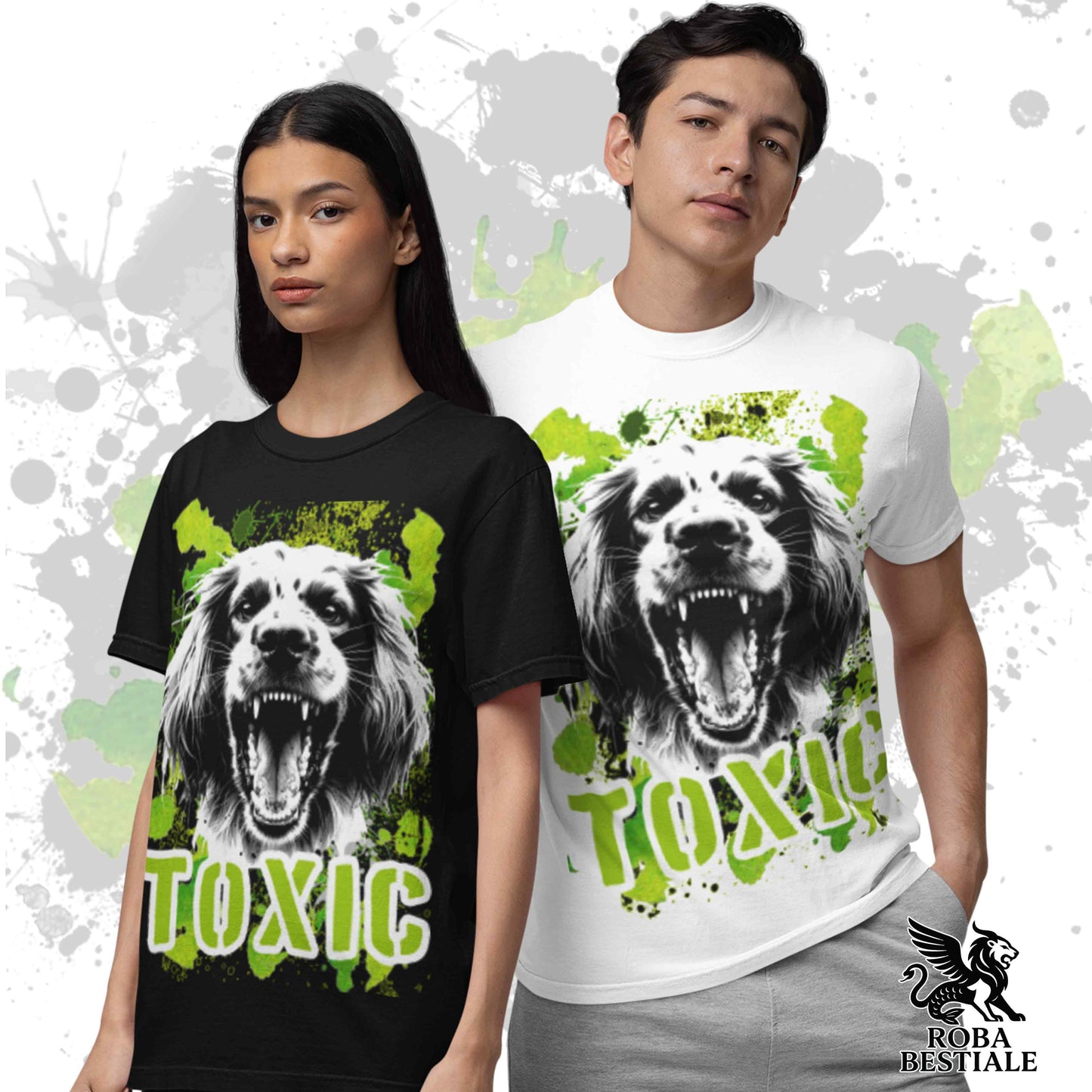 T-Shirt TOXIC - ENGLISH SETTER - White or Beige, Men's or Women's - from XS to 5XL