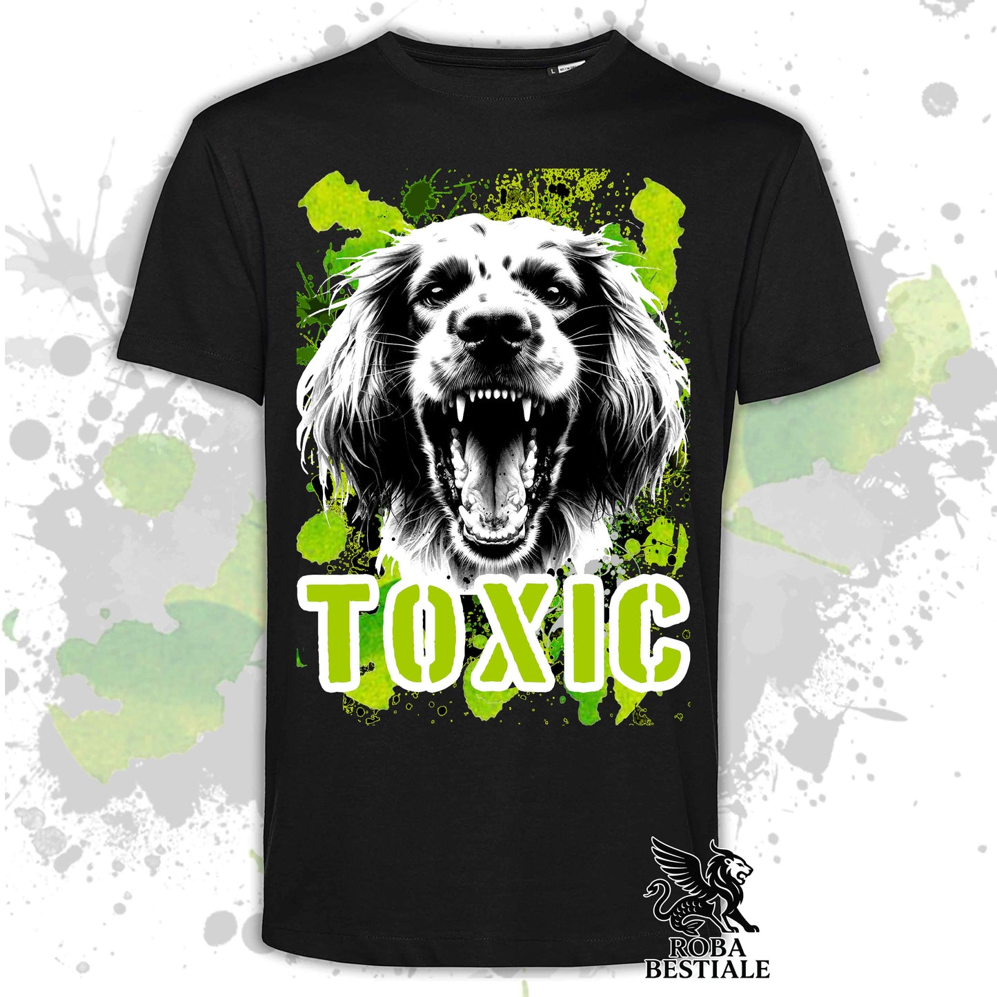 T-Shirt TOXIC - ENGLISH SETTER - White or Beige, Men's or Women's - from XS to 5XL