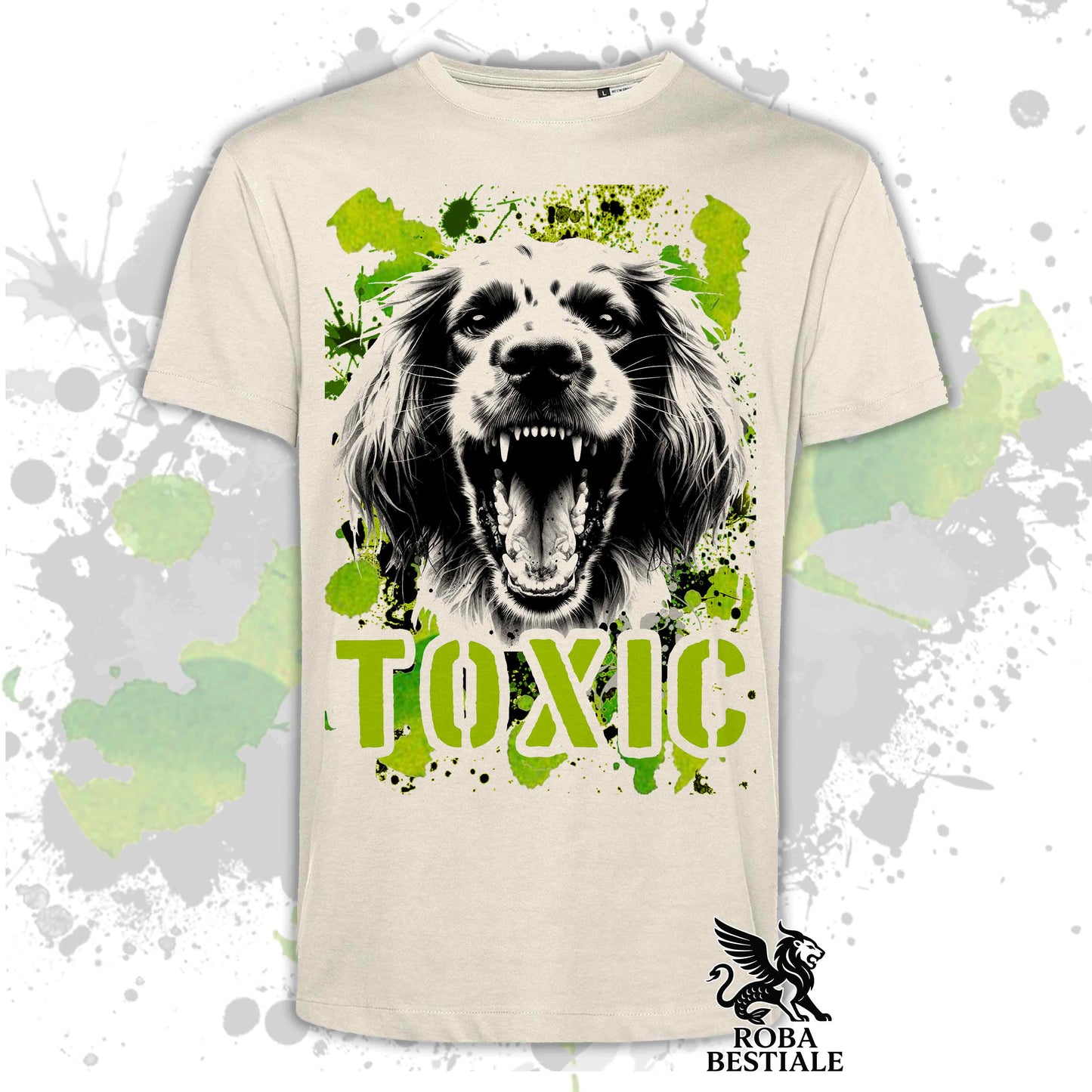 T-Shirt TOXIC - ENGLISH SETTER - White or Beige, Men's or Women's - from XS to 5XL