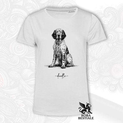 DOODLE T-Shirt - ENGLISH SETTER - White or Beige, Men's or Women's - from XS to 5XL