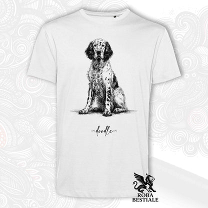 DOODLE T-Shirt - ENGLISH SETTER - White or Beige, Men's or Women's - from XS to 5XL