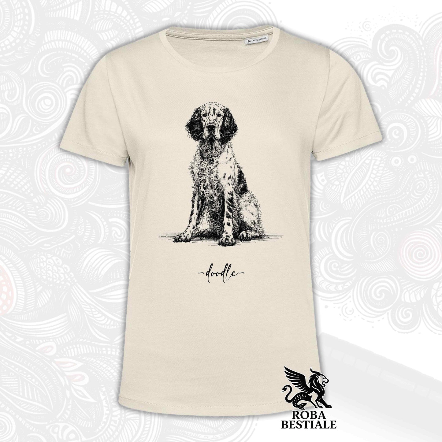 DOODLE T-Shirt - ENGLISH SETTER - White or Beige, Men's or Women's - from XS to 5XL