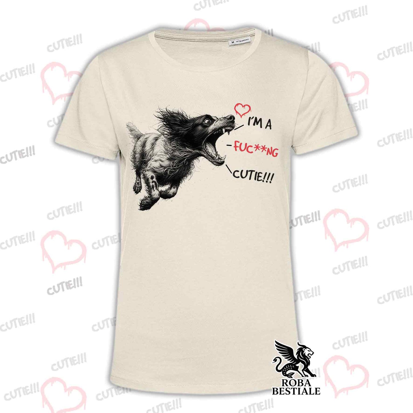 T-Shirt CUTIE - SETTER INGLESE - Bianca o Beige, da Uomo o da Donna - dalla XS alla 5XL