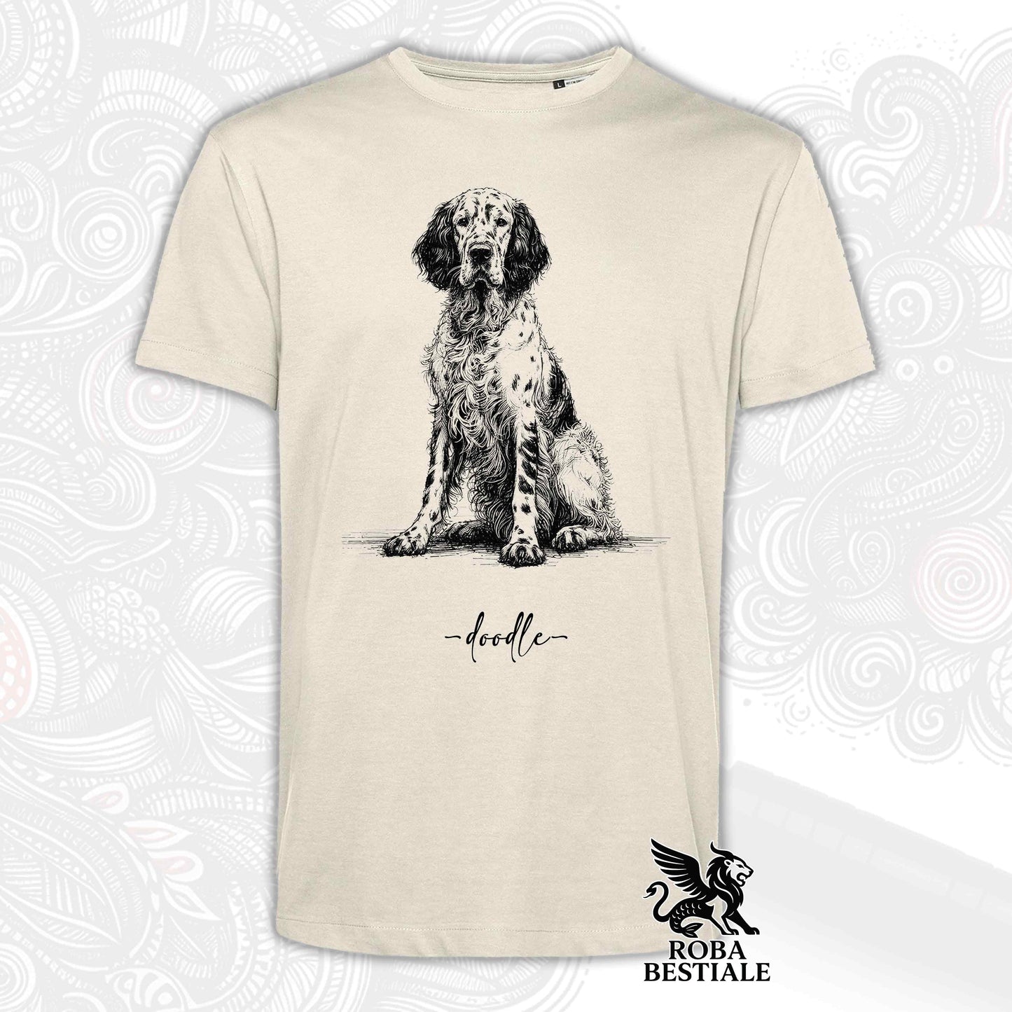 DOODLE T-Shirt - ENGLISH SETTER - White or Beige, Men's or Women's - from XS to 5XL