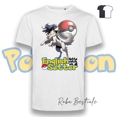 T-Shirt POKEMON - SETTER INGLESE Blue Belton - Uomo o Donna, Bianca o Nera - dalla XS alla 5XL