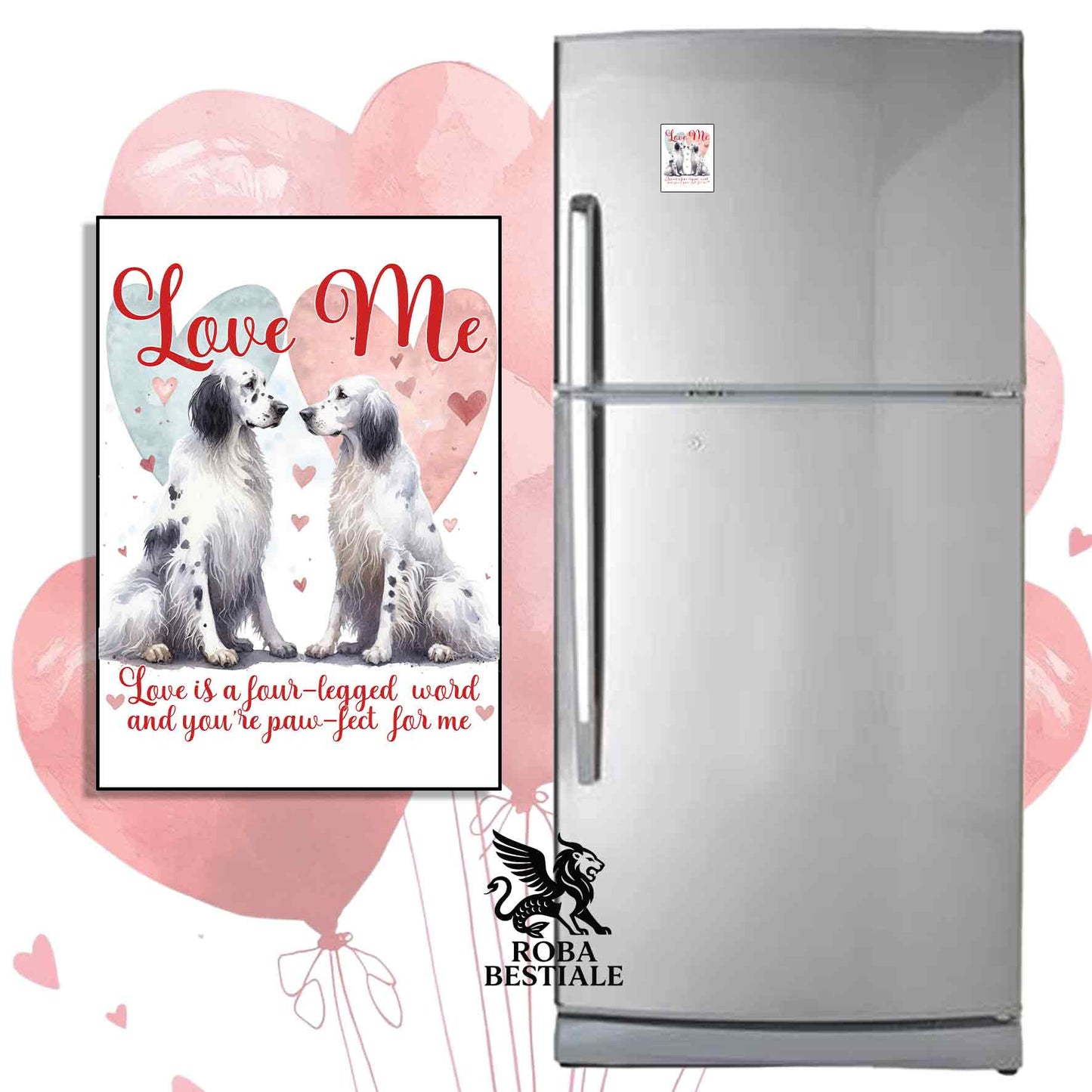 Calamita LOVE ME - SETTER INGLESE Blue Belton - in MDF - 7x5 cm