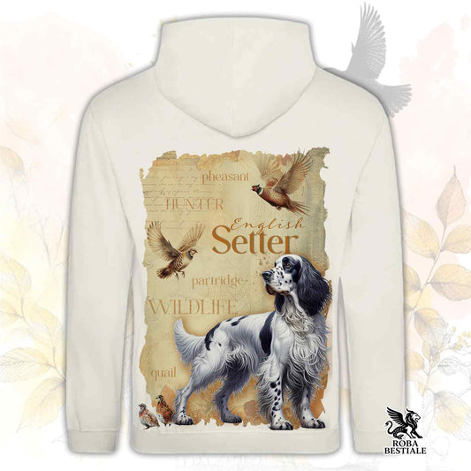 Felpa FIELD LEGACY - SETTER INGLESE Blue Belton - Con Cappuccio e Tasconi, Unisex - dalla XS alla 3XL