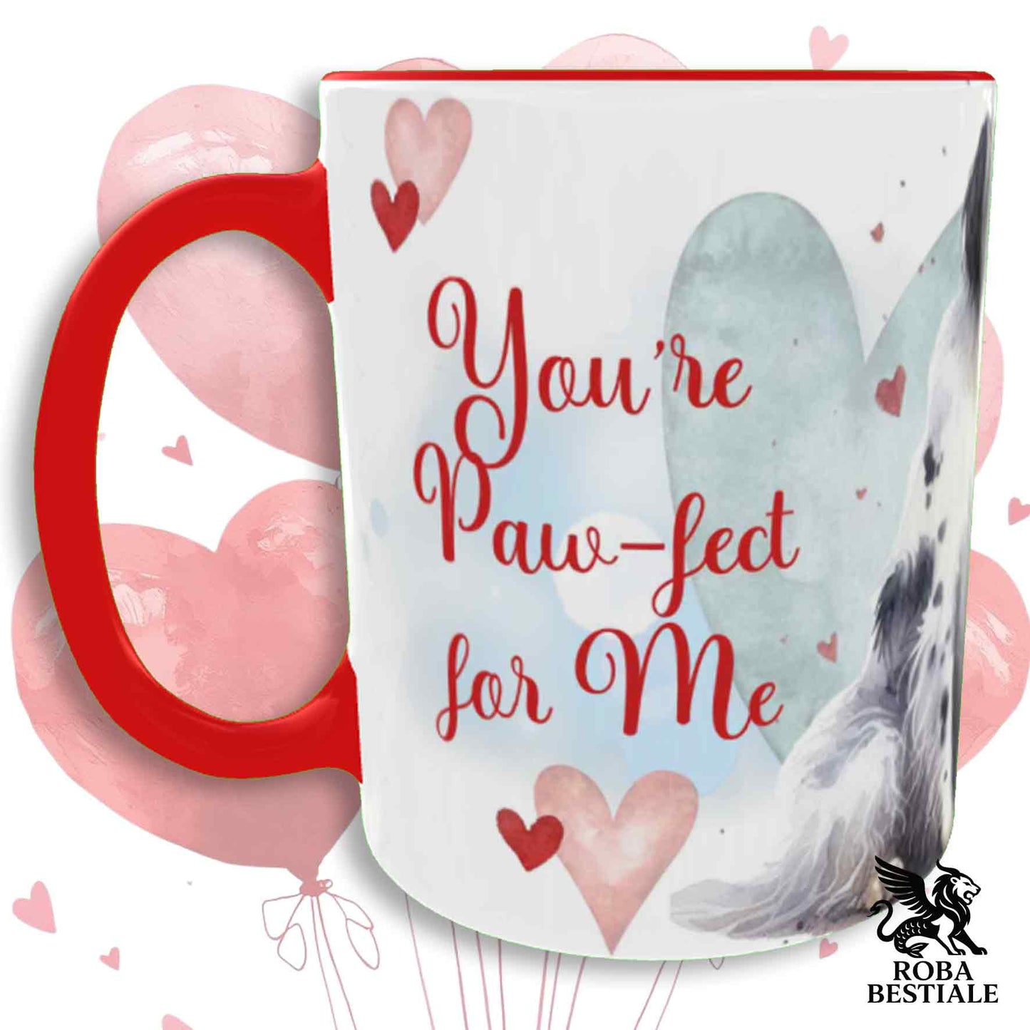 LOVE ME Mug - ENGLISH SETTER Blue Belton - Ceramic, with Red details - 330 ml