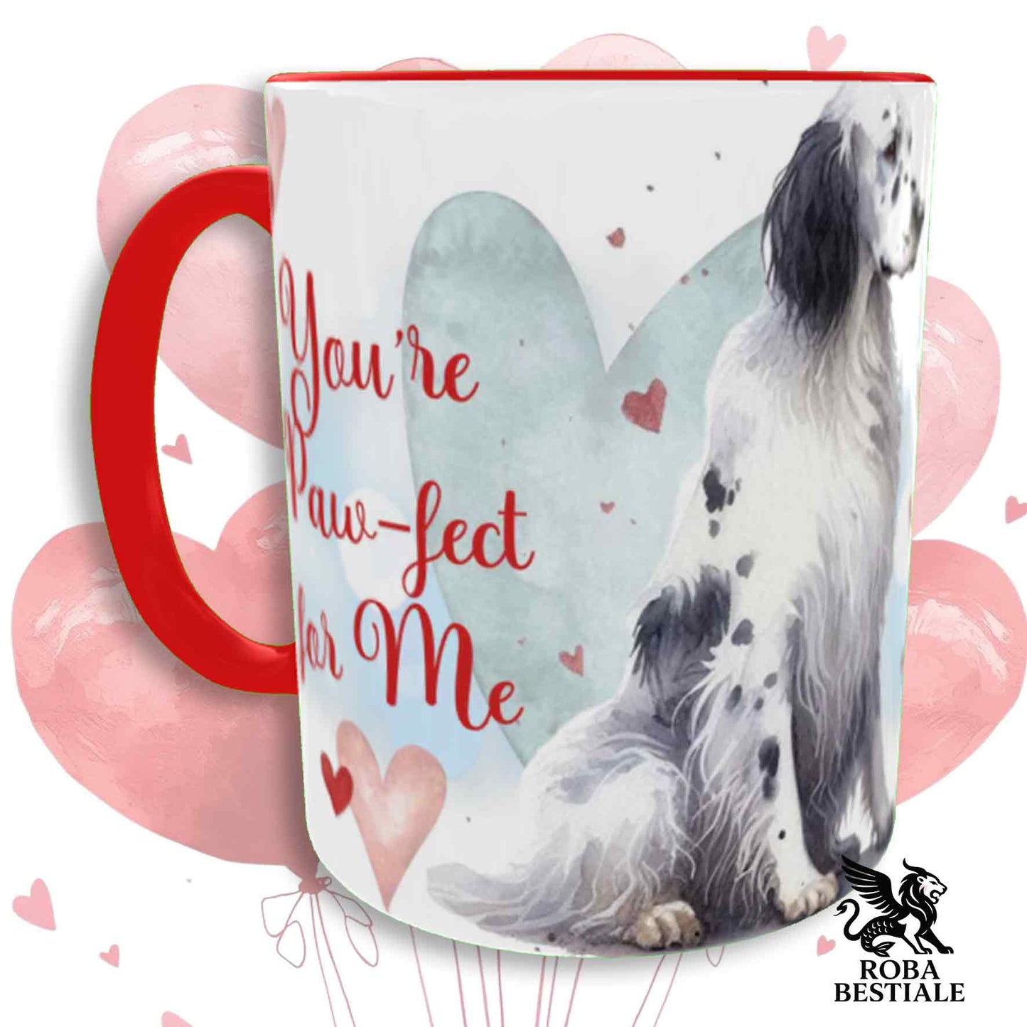 LOVE ME Mug - ENGLISH SETTER Blue Belton - Ceramic, with Red details - 330 ml