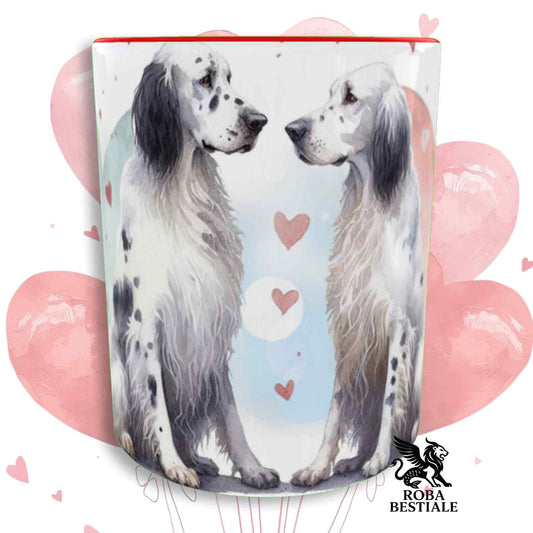 Tazza LOVE ME - SETTER INGLESE Blue Belton - In Ceramica, con dettagli Rossi - 330 ml