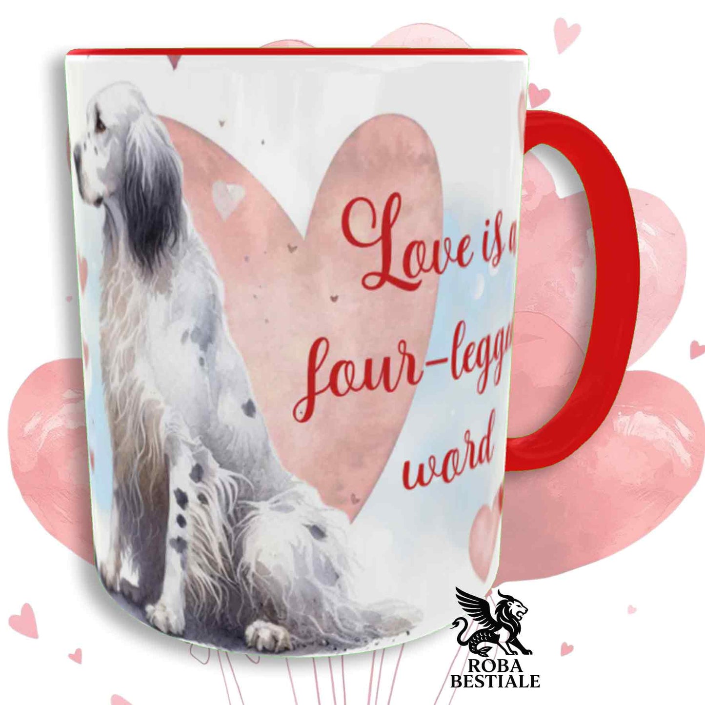 LOVE ME Mug - ENGLISH SETTER Blue Belton - Ceramic, with Red details - 330 ml