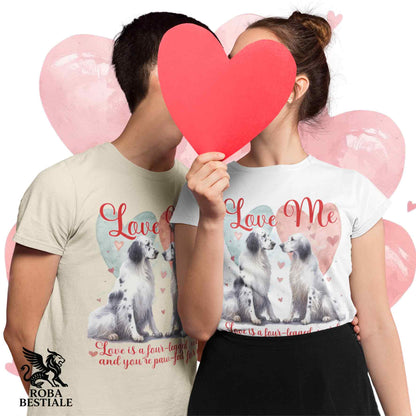 T-shirt LOVE ME - SETTER INGLESE Blue Belton - Bianca o Beige, Uomo o Donna - dalla XS alla 5XL