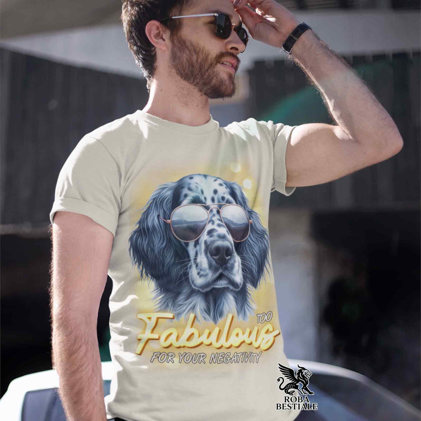 T-Shirt TOO FABULOUS - SETTER INGLESE Blue Belton - Bianca o Beige, da Uomo o da Donna - dalla XS alla 5XL