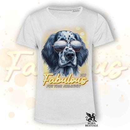 T-Shirt TOO FABULOUS - SETTER INGLESE Blue Belton - Bianca o Beige, da Uomo o da Donna - dalla XS alla 5XL