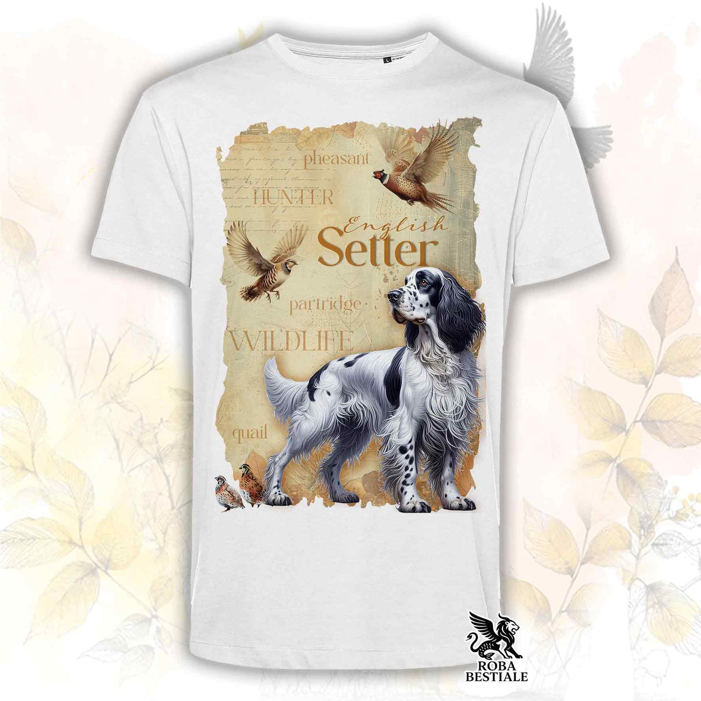 T-Shirt FIELD LEGACY - SETTER INGLESE Blue Belton - Bianca o Beige, da Uomo o da Donna - dalla XS alla 5XL
