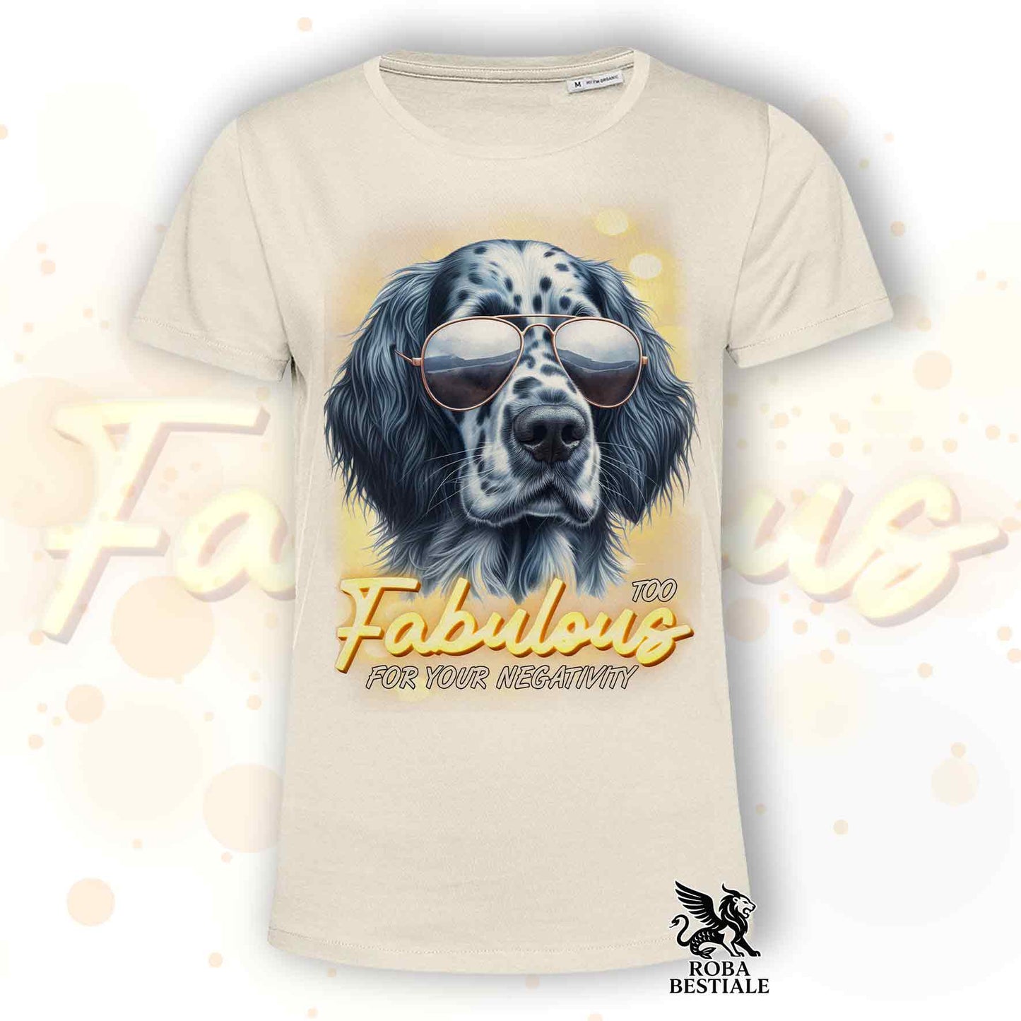 T-Shirt TOO FABULOUS - SETTER INGLESE Blue Belton - Bianca o Beige, da Uomo o da Donna - dalla XS alla 5XL