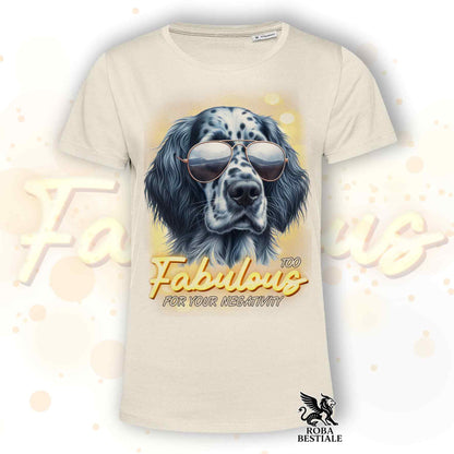 T-Shirt TOO FABULOUS - SETTER INGLESE Blue Belton - Bianca o Beige, da Uomo o da Donna - dalla XS alla 5XL