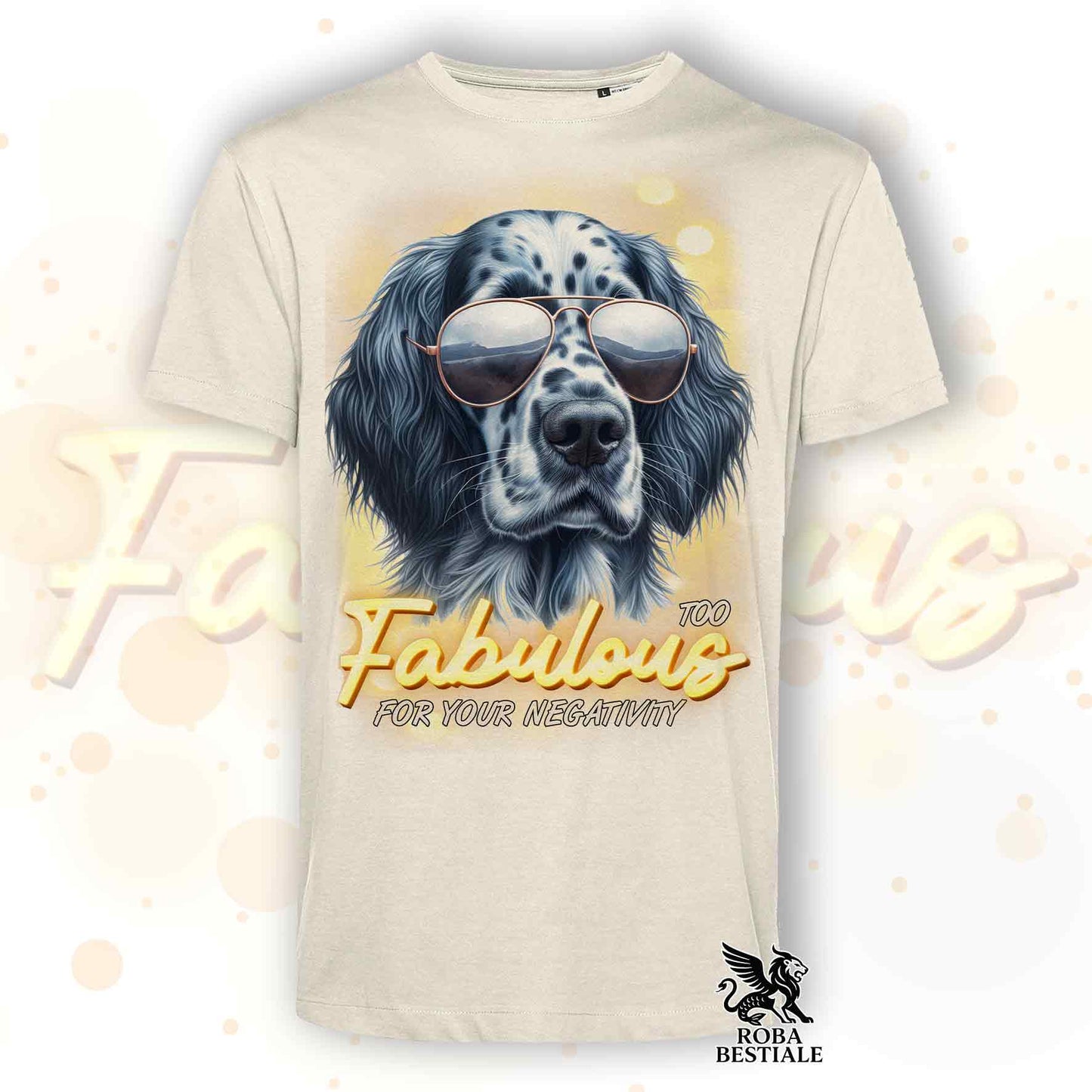 T-Shirt TOO FABULOUS - SETTER INGLESE Blue Belton - Bianca o Beige, da Uomo o da Donna - dalla XS alla 5XL
