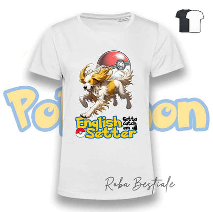 T-Shirt POKEMON - SETTER INGLESE Lemon Belton - Uomo o Donna, Bianca o Nera - dalla XS alla 5XL