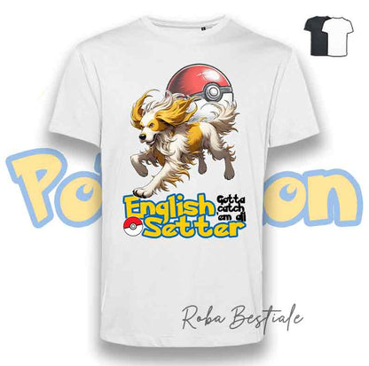 T-Shirt POKEMON - SETTER INGLESE Lemon Belton - Uomo o Donna, Bianca o Nera - dalla XS alla 5XL