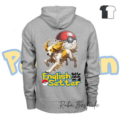 Felpa POKEMON - SETTER INGLESE Lemon Belton - Unisex - Grigia o Nera - dalla XS alla 3XL