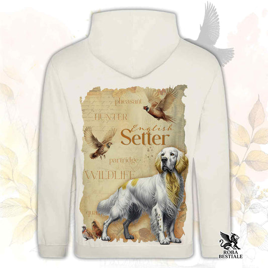 Felpa FIELD LEGACY - SETTER INGLESE Lemon Belton - Con Cappuccio e Tasconi, Unisex - dalla XS alla 3XL