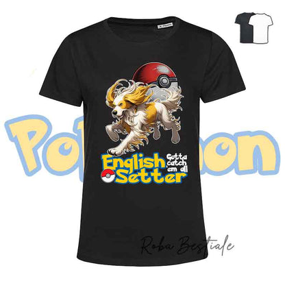 T-Shirt POKEMON - SETTER INGLESE Lemon Belton - Uomo o Donna, Bianca o Nera - dalla XS alla 5XL