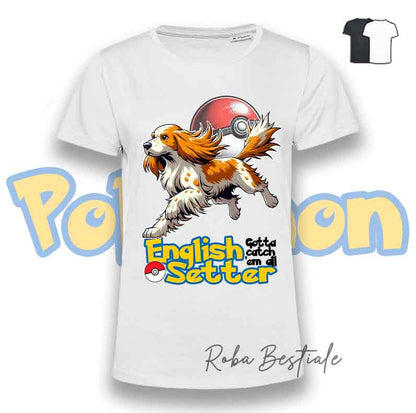 T-Shirt POKEMON - SETTER INGLESE Orange Belton - Uomo o Donna, Bianca o Nera - dalla XS alla 5XL
