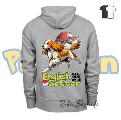 Felpa POKEMON - SETTER INGLESE Orange Belton - Unisex - Grigia o Nera - dalla XS alla 3XL