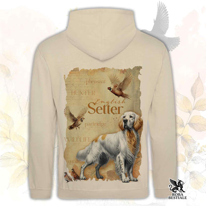 Felpa FIELD LEGACY - SETTER INGLESE Orange Belton - Con Cappuccio e Tasconi, Unisex - dalla XS alla 3XL