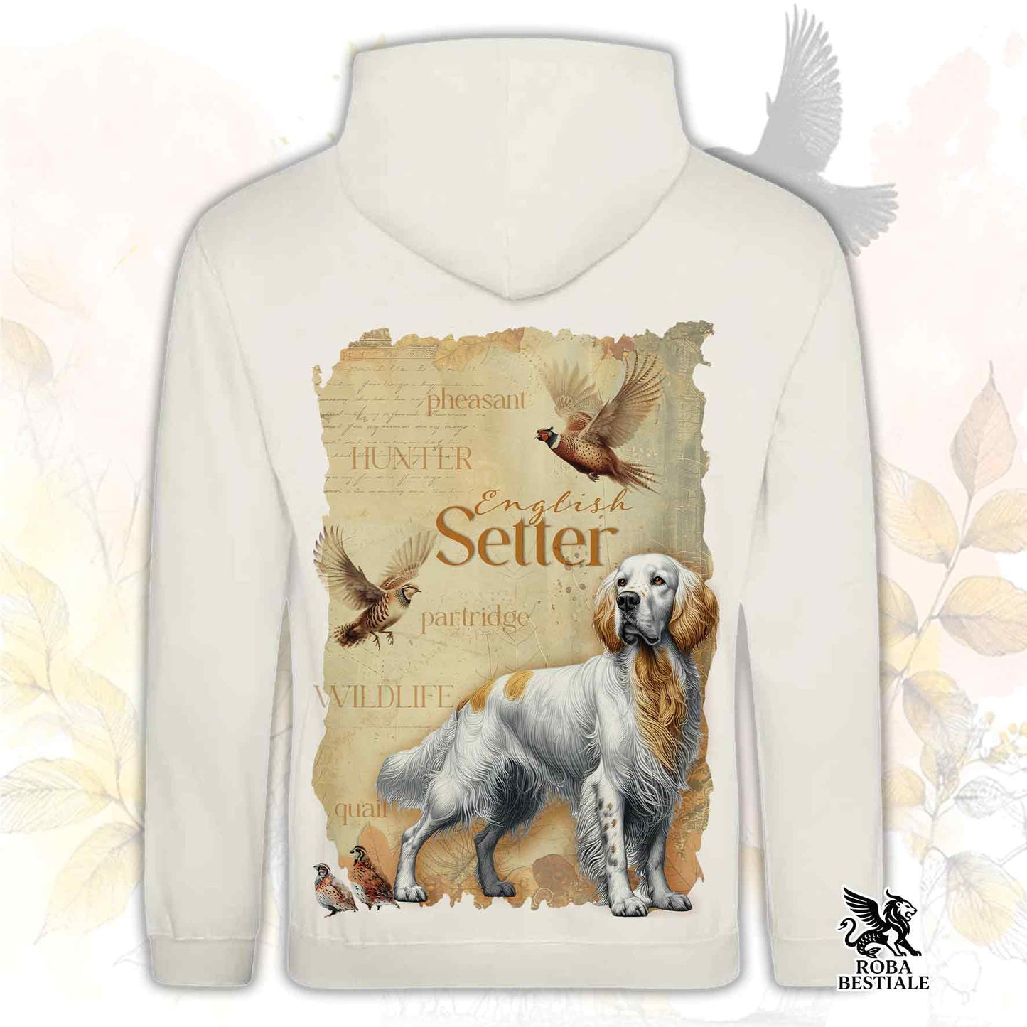 Felpa FIELD LEGACY - SETTER INGLESE Orange Belton - Con Cappuccio e Tasconi, Unisex - dalla XS alla 3XL