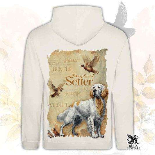 Felpa FIELD LEGACY - SETTER INGLESE Orange Belton - Con Cappuccio e Tasconi, Unisex - dalla XS alla 3XL