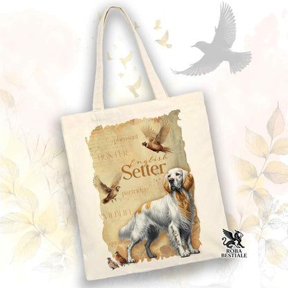 Tote Bag FIELD LEGACY - SETTER INGLESE Orange Belton - 100% Cotone - Bianca o Beige