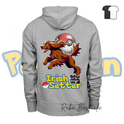 Felpa POKEMON - SETTER IRLANDESE Rosso - Unisex - Grigia o Nera - dalla XS alla 3XL